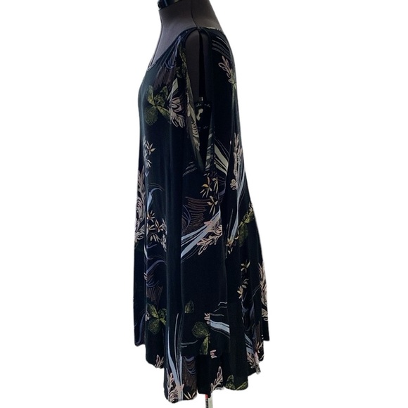 Free People Clear Skies Are Blue Floral Printed Tunic Cold Shoulder Dress Sz M - Picture 9 of 13